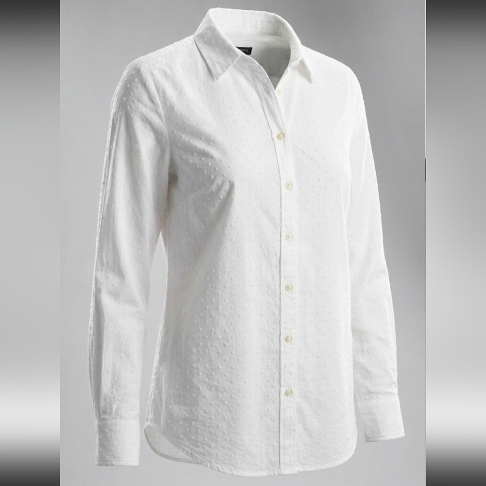 NWT Talbots 100% Cotton Textured Button Up Blouse Womens Cottagecore Summer